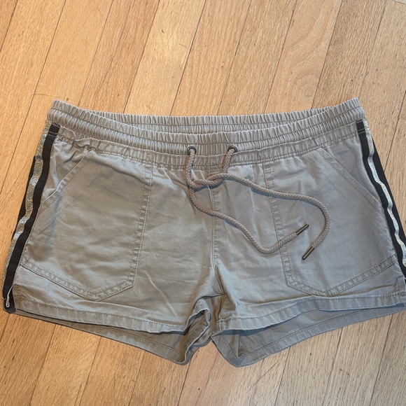 Jolt Pants - Jolt Gray Drawstring Athletic Shorts with Black Side Stripe